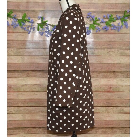 Liz Baker Ladies XL Brown Polka Dot Button Up Dress Jacket Coat Pockets Cotton - Picture 4 of 8